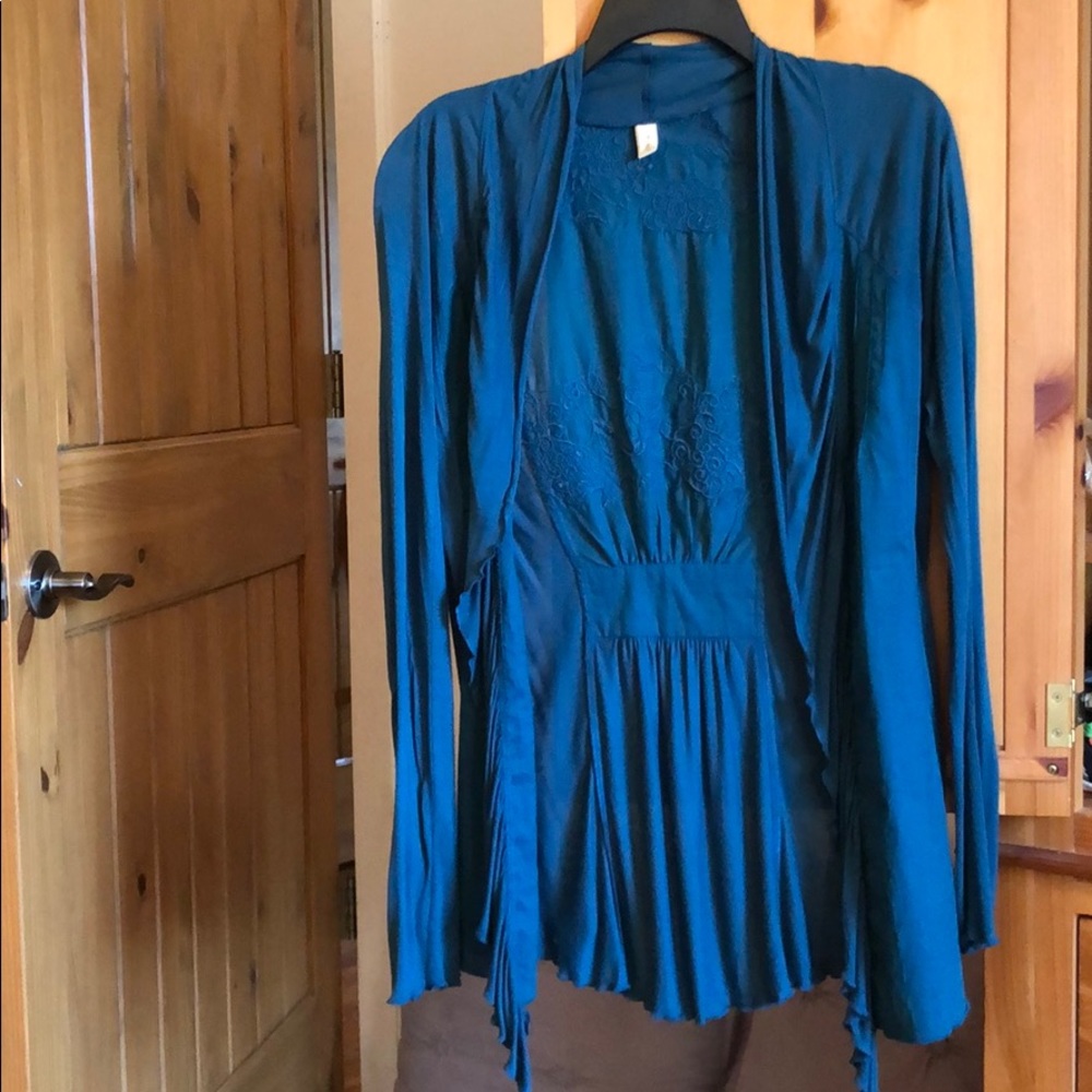 Anthropologie teal kimono by TINY